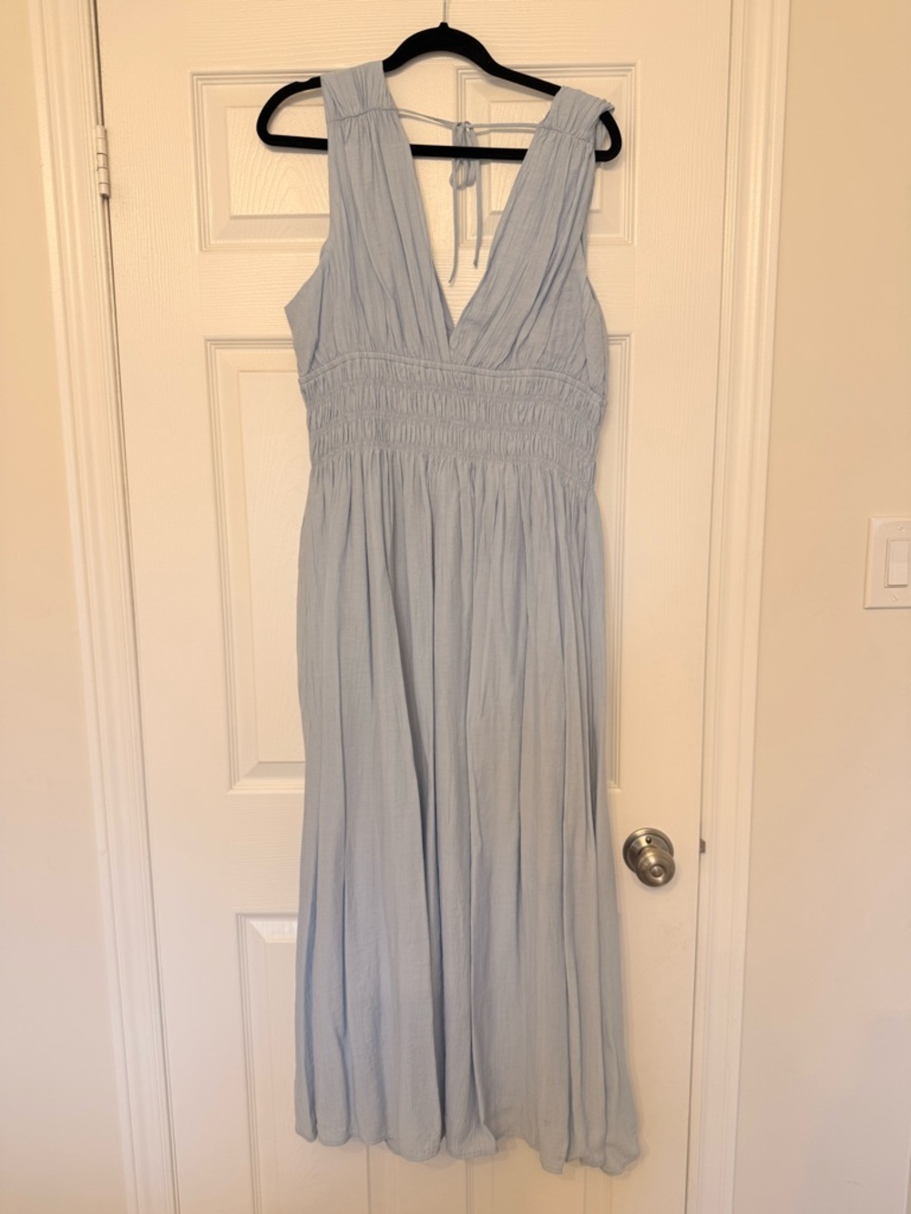Abercrombie & Fitch Light Blue V-Neck Maxi Dress